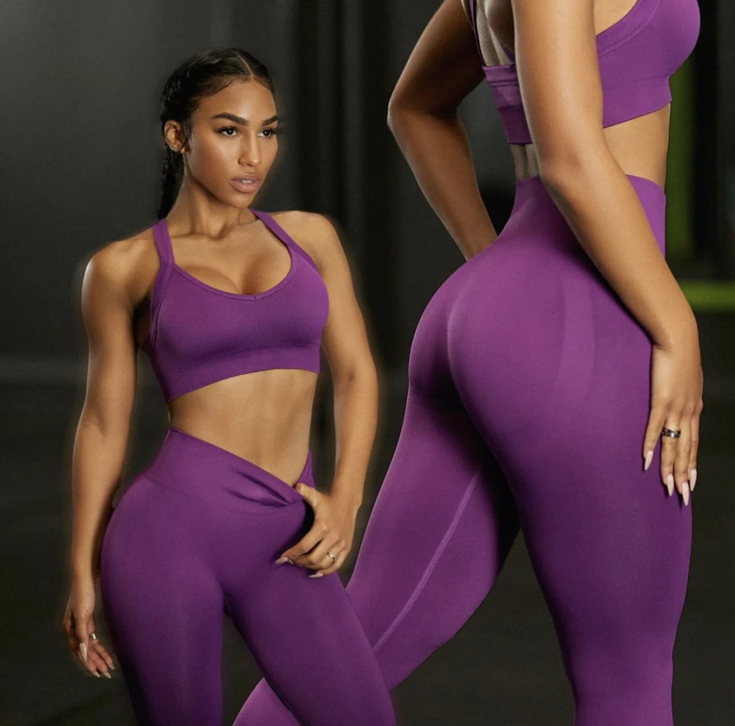 Factory Wholesale Fitness & Yoga Wear 5 Piece Seamless Workout Sports Wear Women Gym Clothing Sets