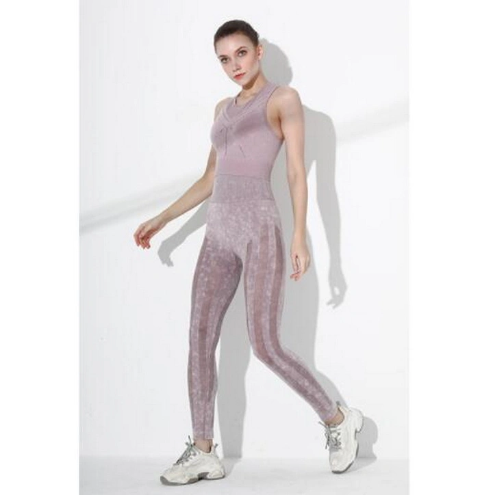 Women′s Sport Bra High-Waisted Hip-Lifting Tights Pant Seamless Yoga Suit Set