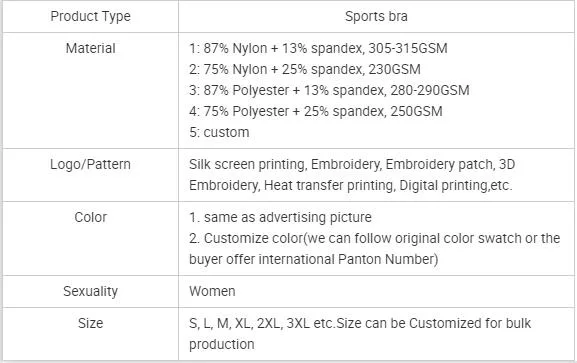 High Quality Designer Custom Nylon Spandex Fitness Yoga Wear Gym Workout Strap Sports Bra for Women