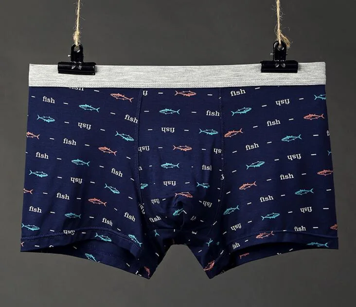 Cotton Print Underwear Boxer Briefs for Men